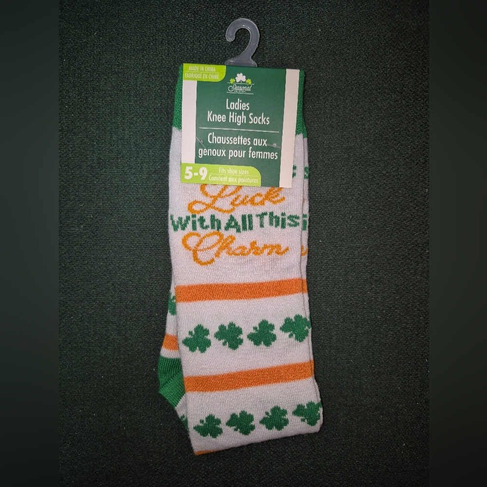 "Luck With All This Charm" Ladies Knee High Socks